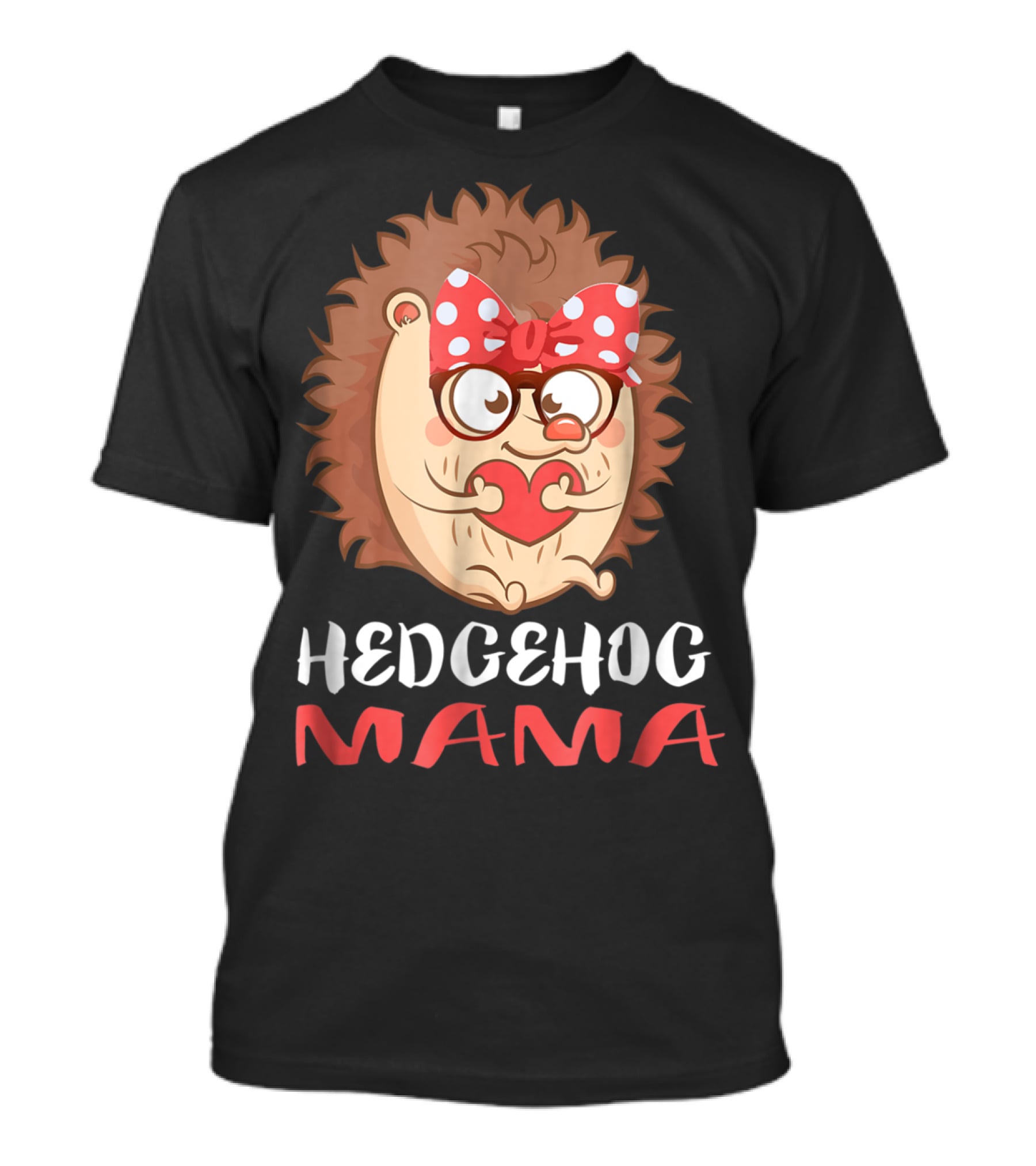 Hedgehog Mama Pet Lover Owner Mom With Glasses And Polka Dot Bow T-Shirt