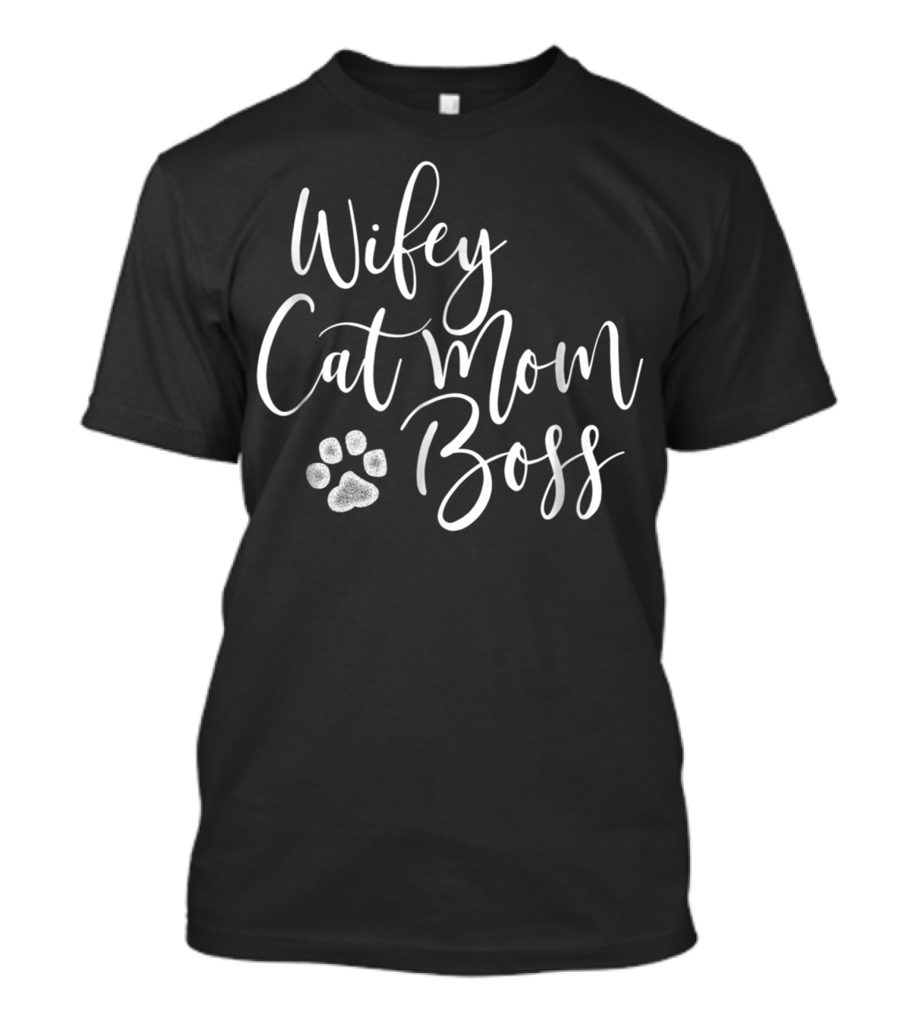 Wifey Cat Mom Boss Paw Prints T-Shirt