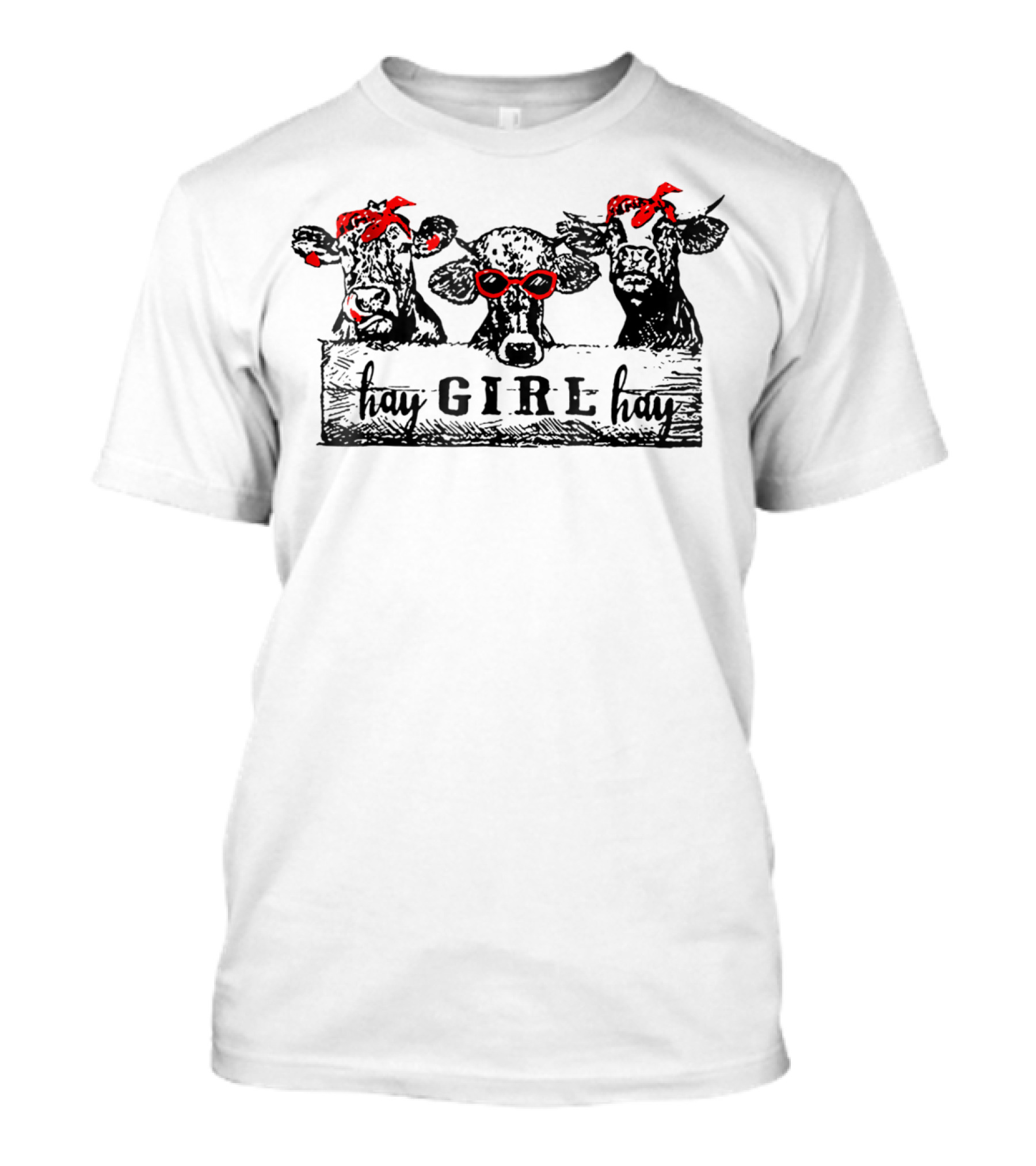 Hay Girl Hay Heifer Funny Heifer Bandana Glasses T-Shirt