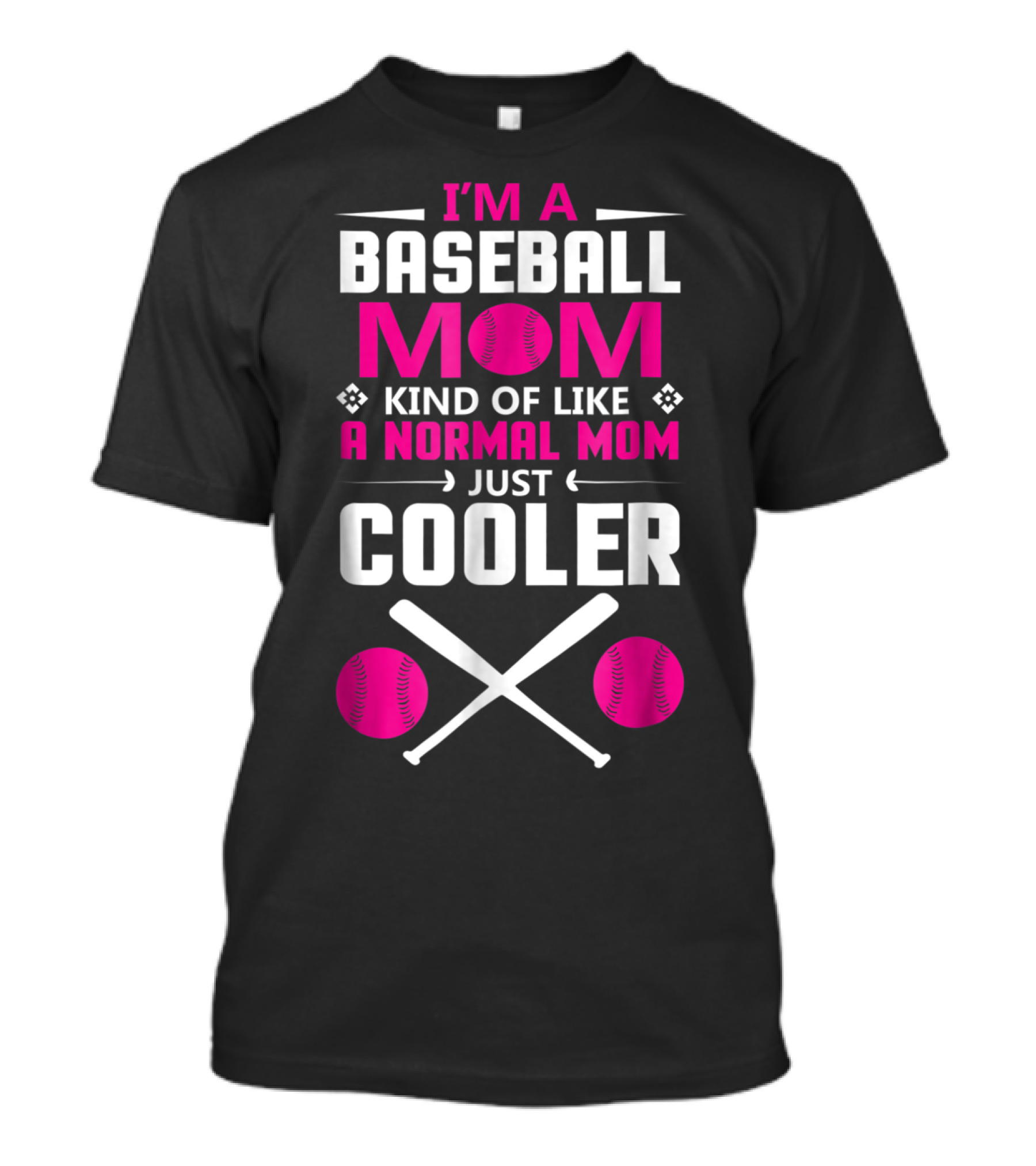 I'M A Baseball Mom Kind Of Like A Normal Mom Just Cooler Pink Baseballs And Bats T-Shirt