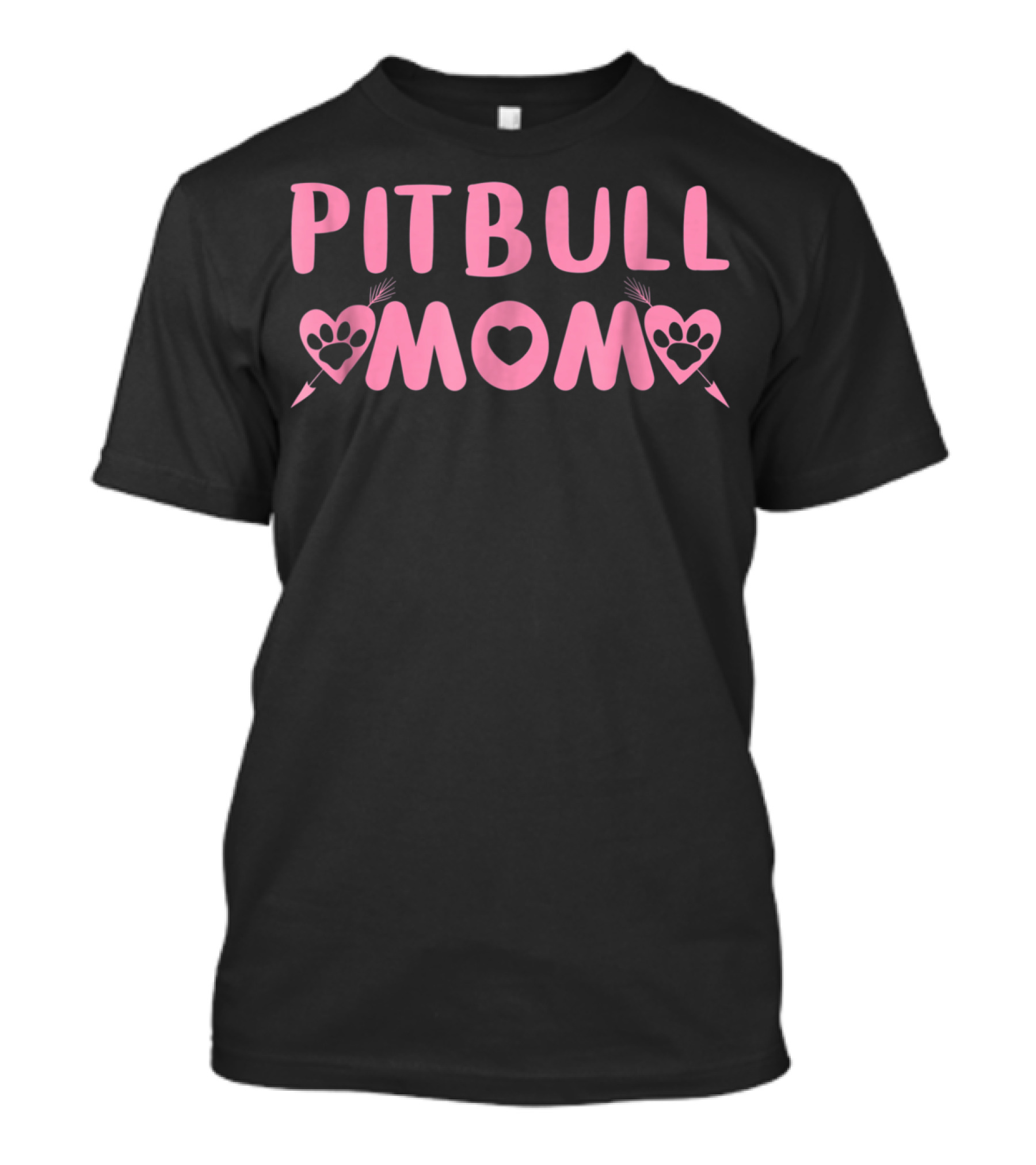 Pitbull Mom Heart Paw Arrow Pink T-Shirt