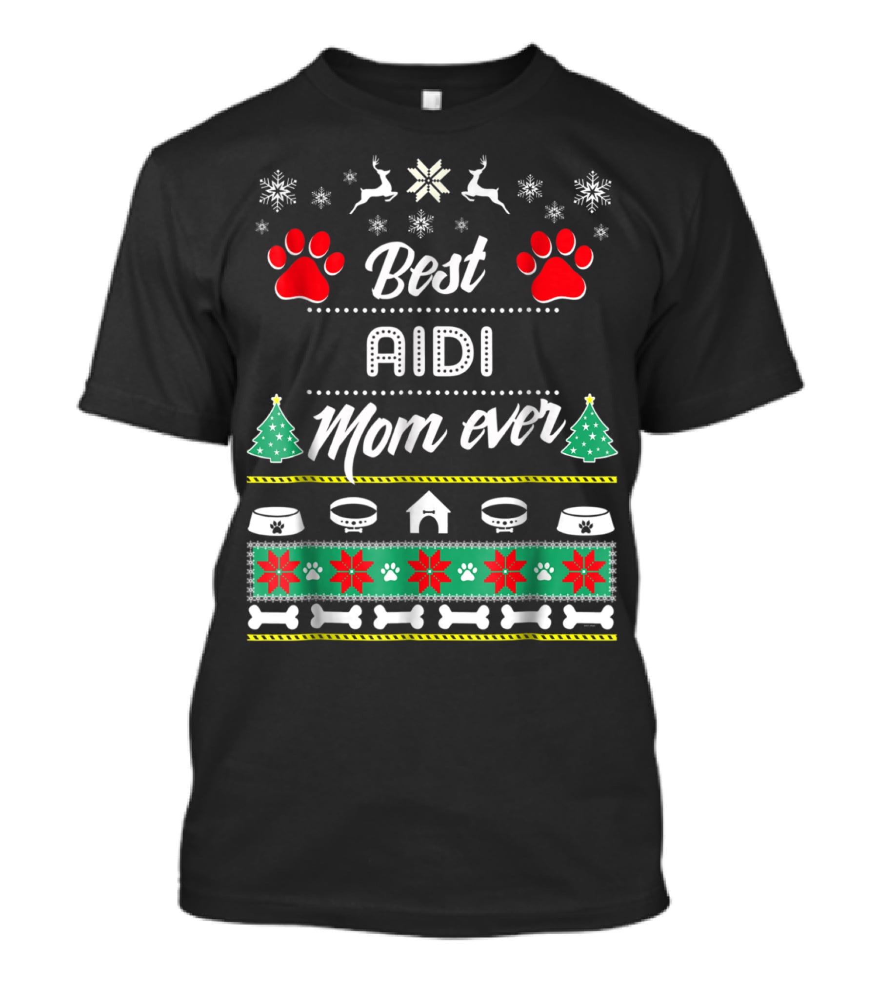 Best Aidi Mom Ever Christmas Paw Prints T-Shirt