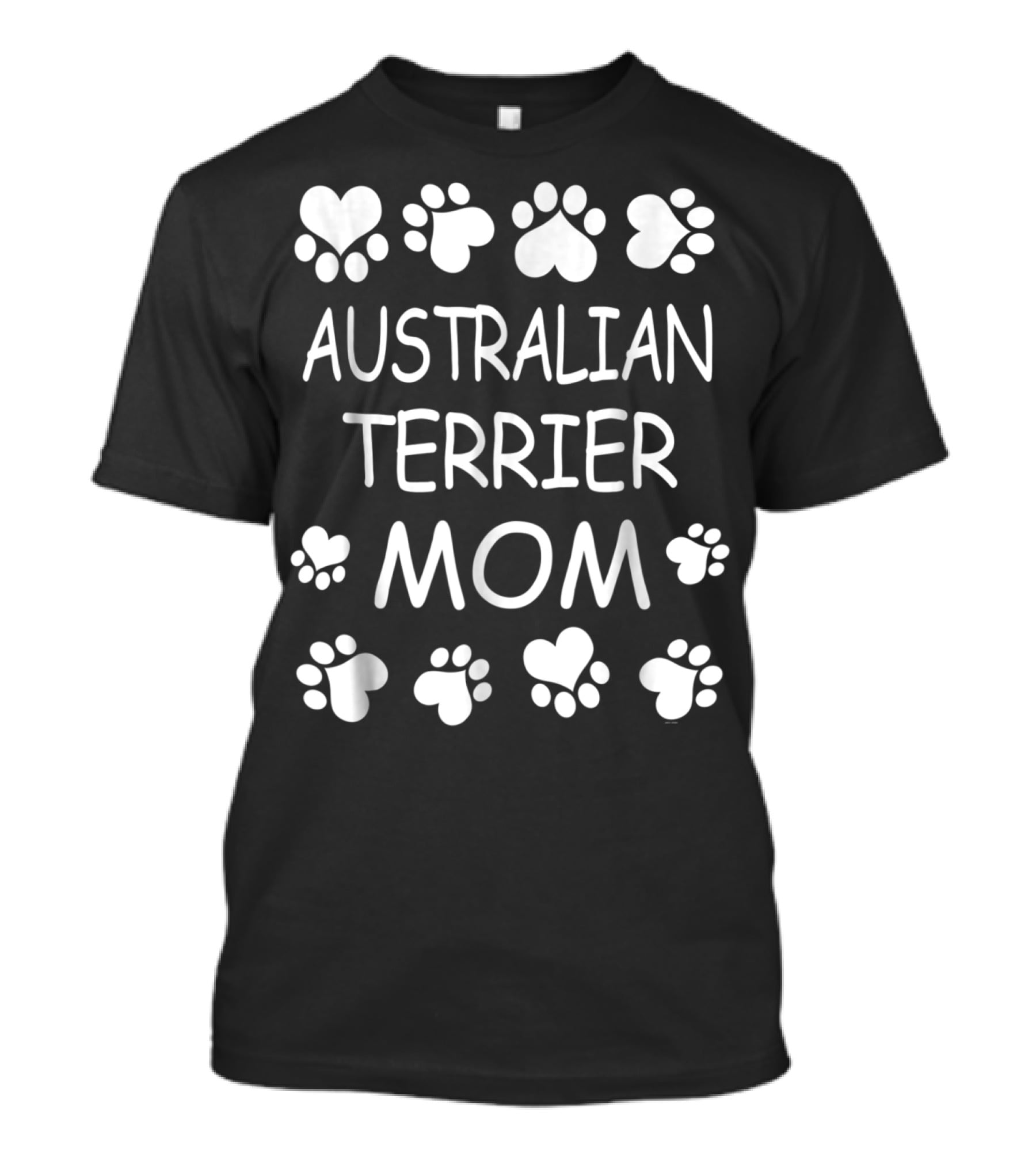 Australian Terrier Mom Paw Print Hearts T-Shirt