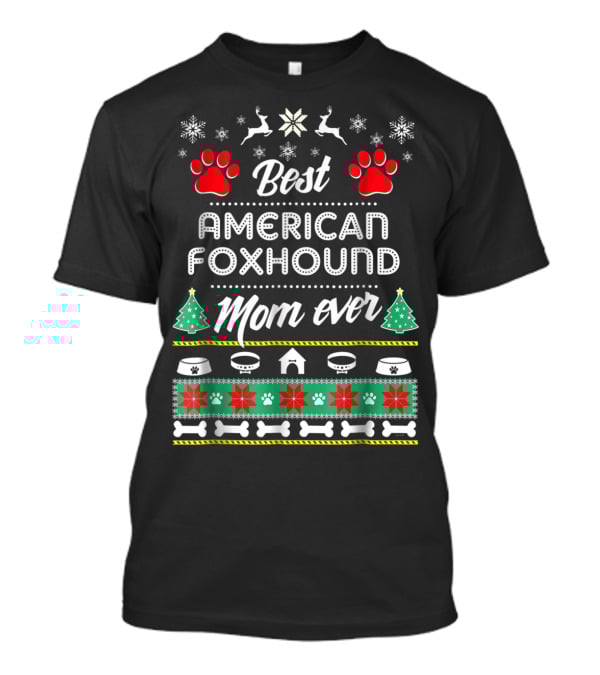 Best American Foxhound Mom Ever Christmas Paws And Snowflakes T-Shirt