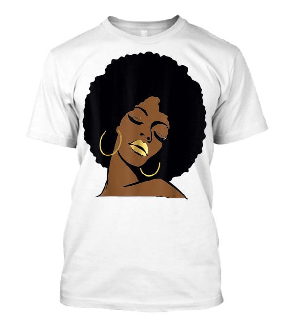 Black Girl Magic Afro Diva Gold Lips Melanin Mom Wife37 Bold Gold Accents T-Shirt