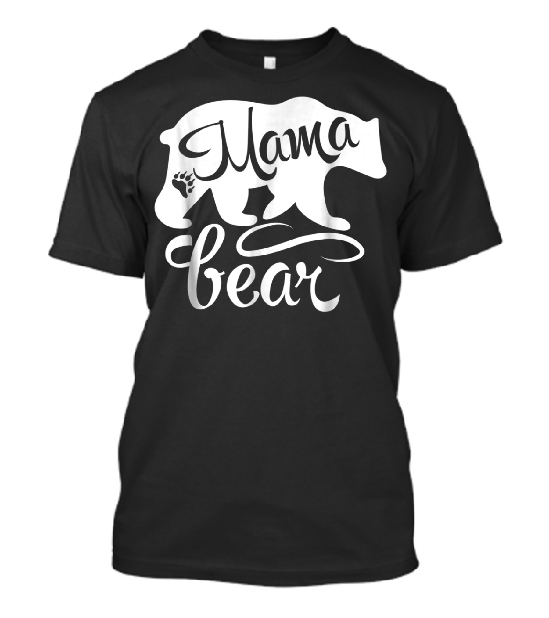 Mama Bear Big Strong Mom Power Superwoman Mommy Bear Silhouette With Paw Prints T-Shirt