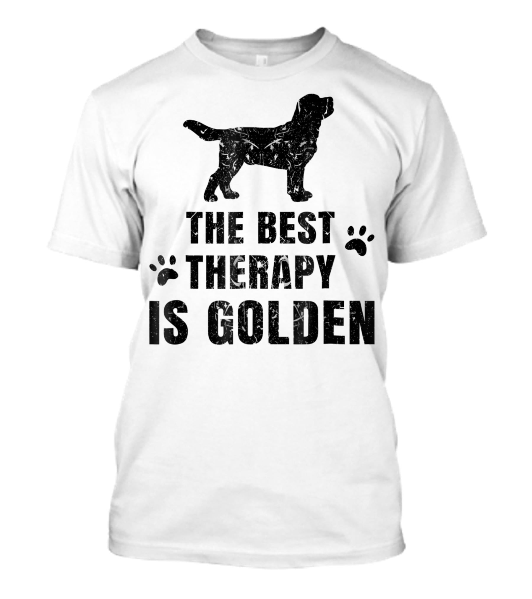 THE BEST THERAPY IS GOLDEN WITH DOG PAW PRINTS T-Shirt