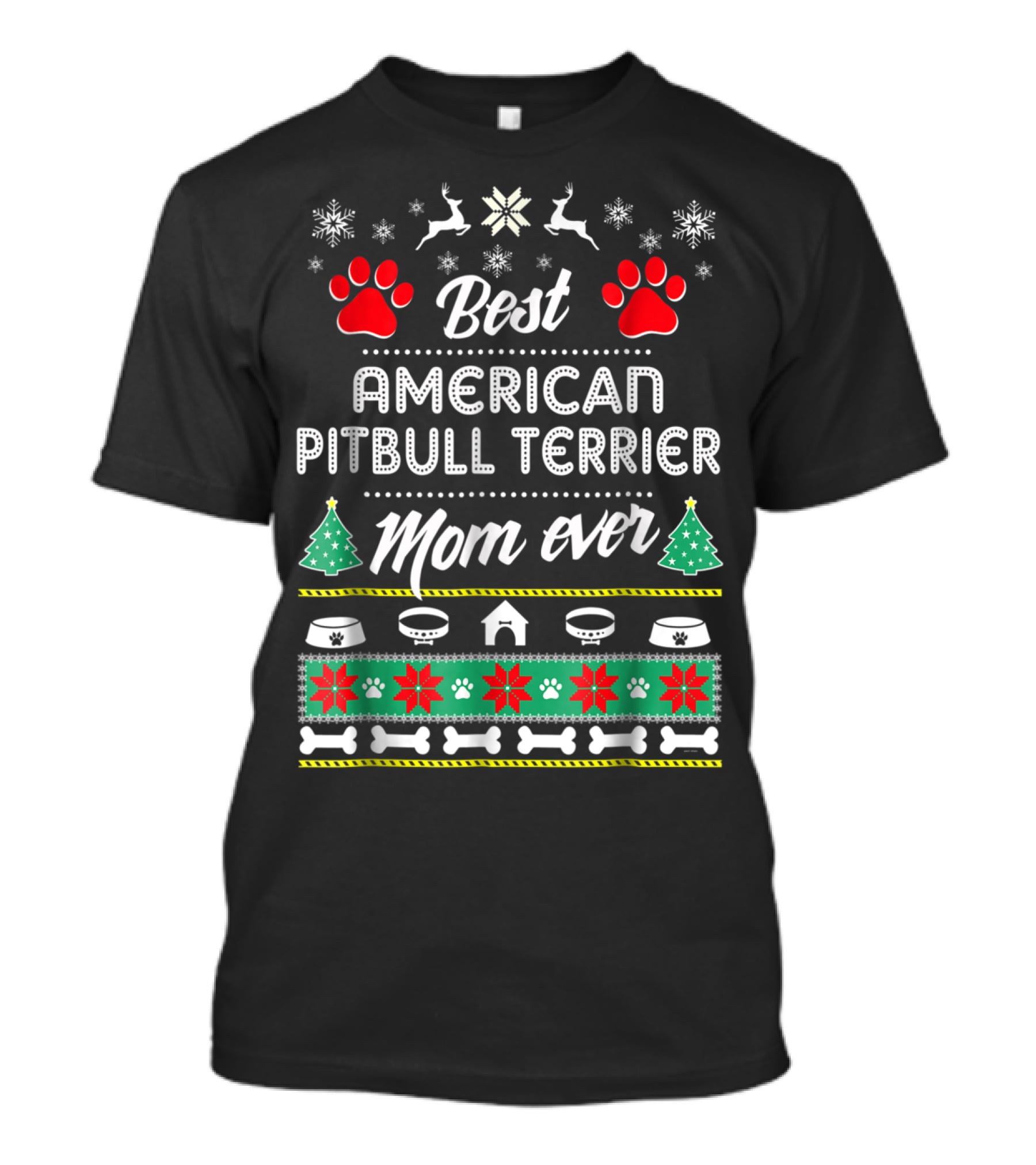 Best American Pitbull Terrier Mom Ever Christmas Ugly T-Shirt