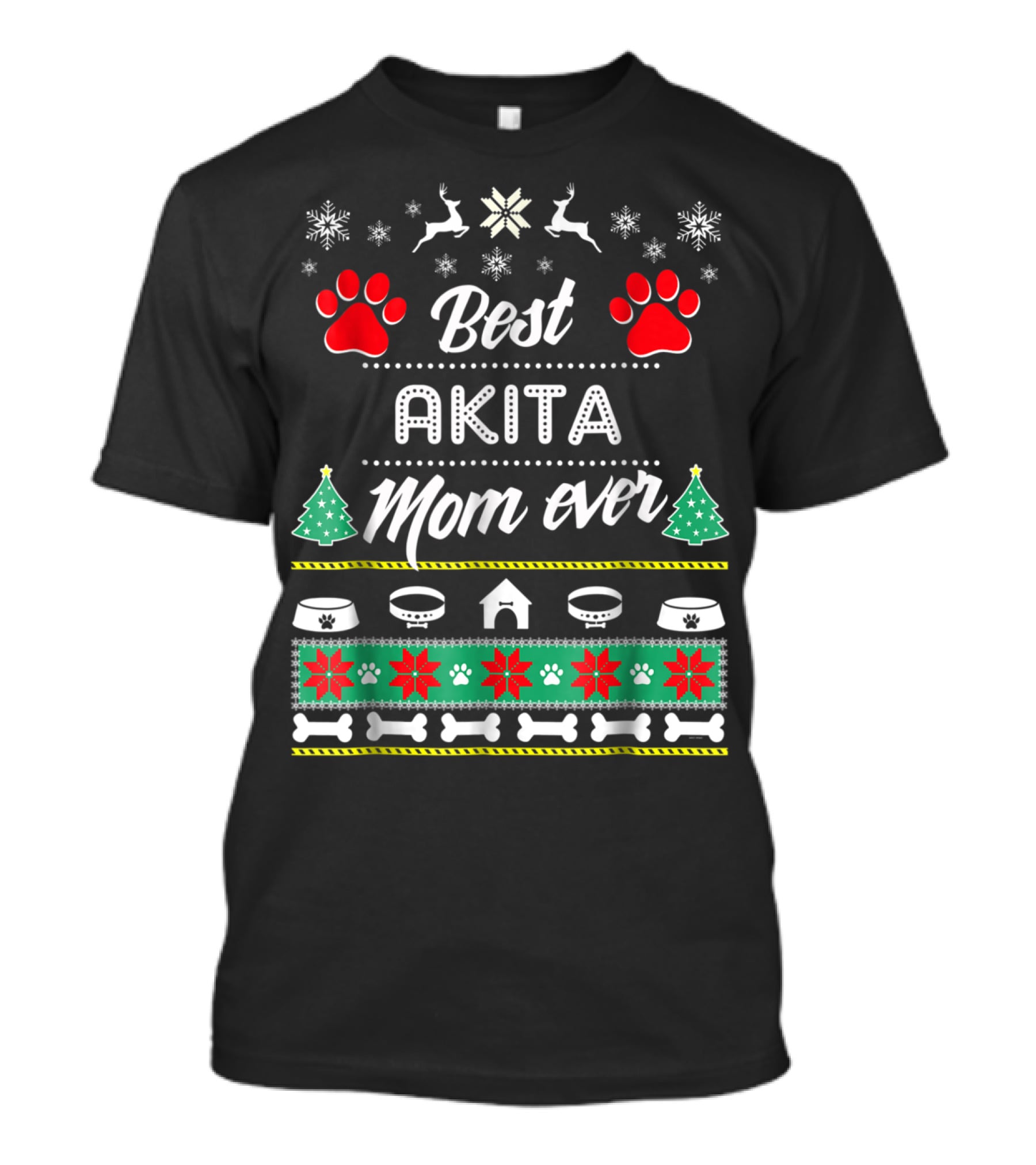 Best Akita Mom Ever Ugly Christmas T-Shirt