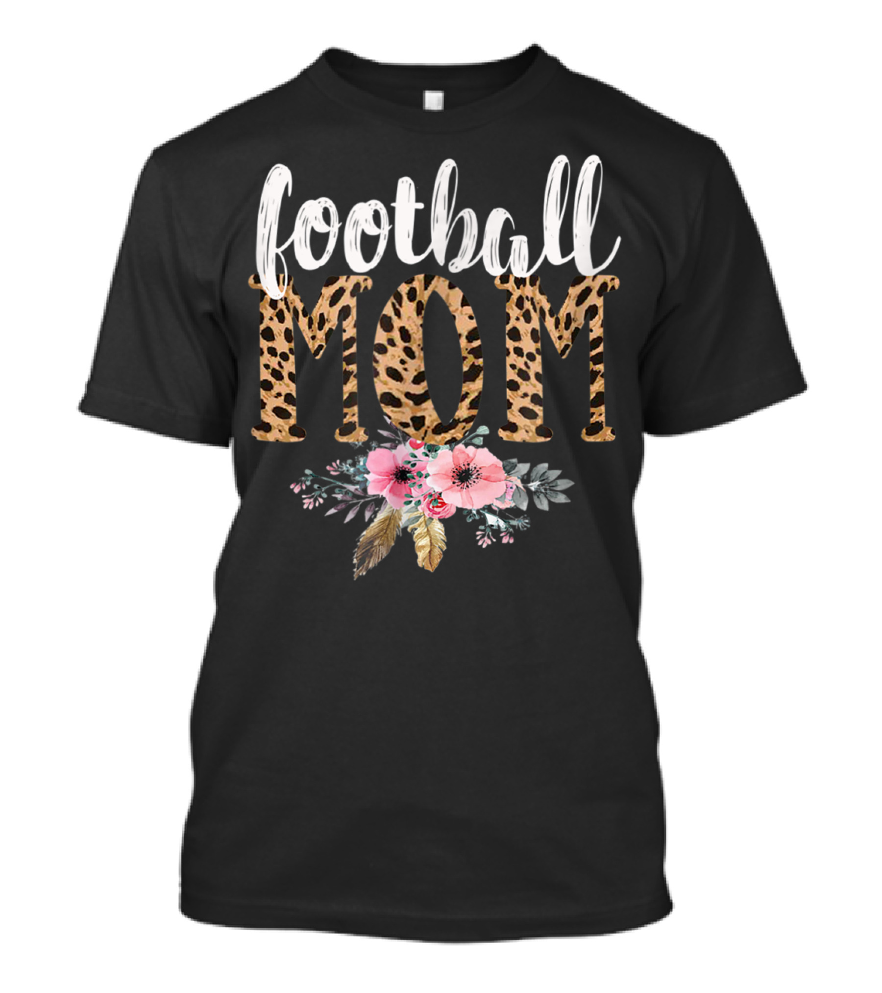 Football Mom Boho Leopard Floral T-Shirt