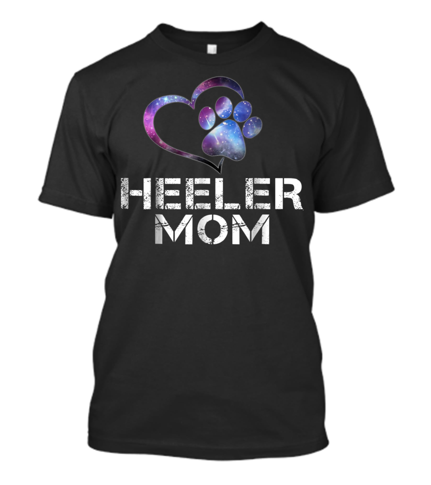HEELER MOM Galaxy Heart Paw T-Shirt