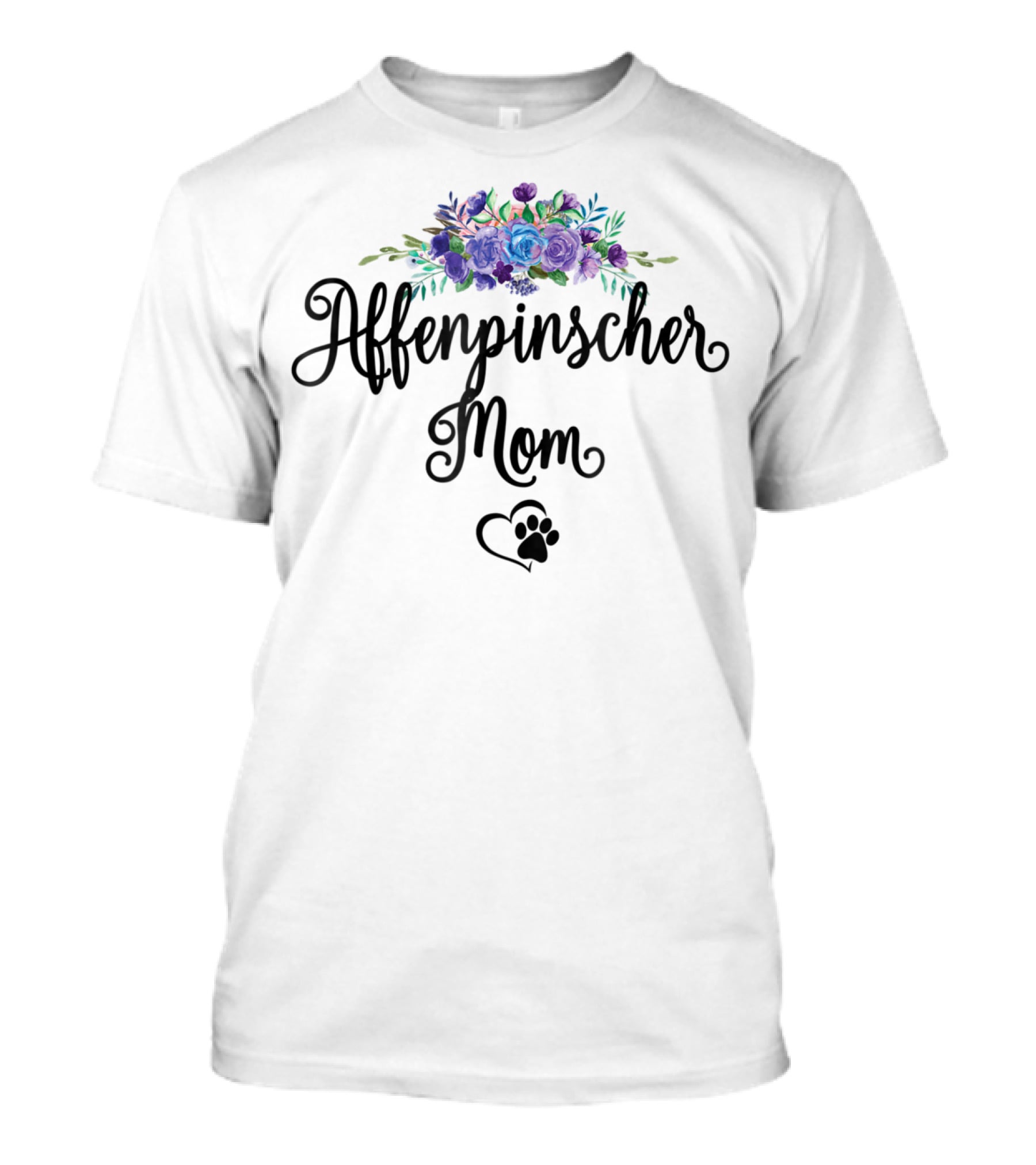 Affenpinscher Mom Floral With Heart And Paw T-Shirt