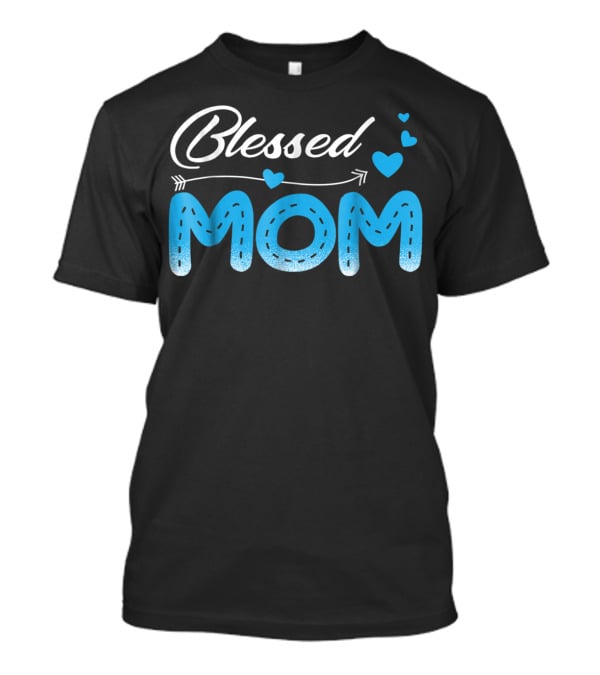 Blessed Mom Arrow Heart Blue Stitch T-Shirt