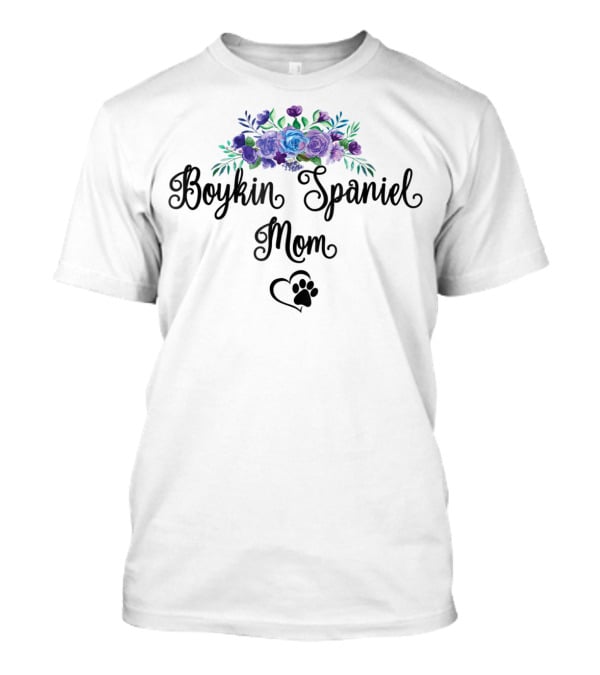Boykin Spaniel Mom Floral Paw Heart T-Shirt