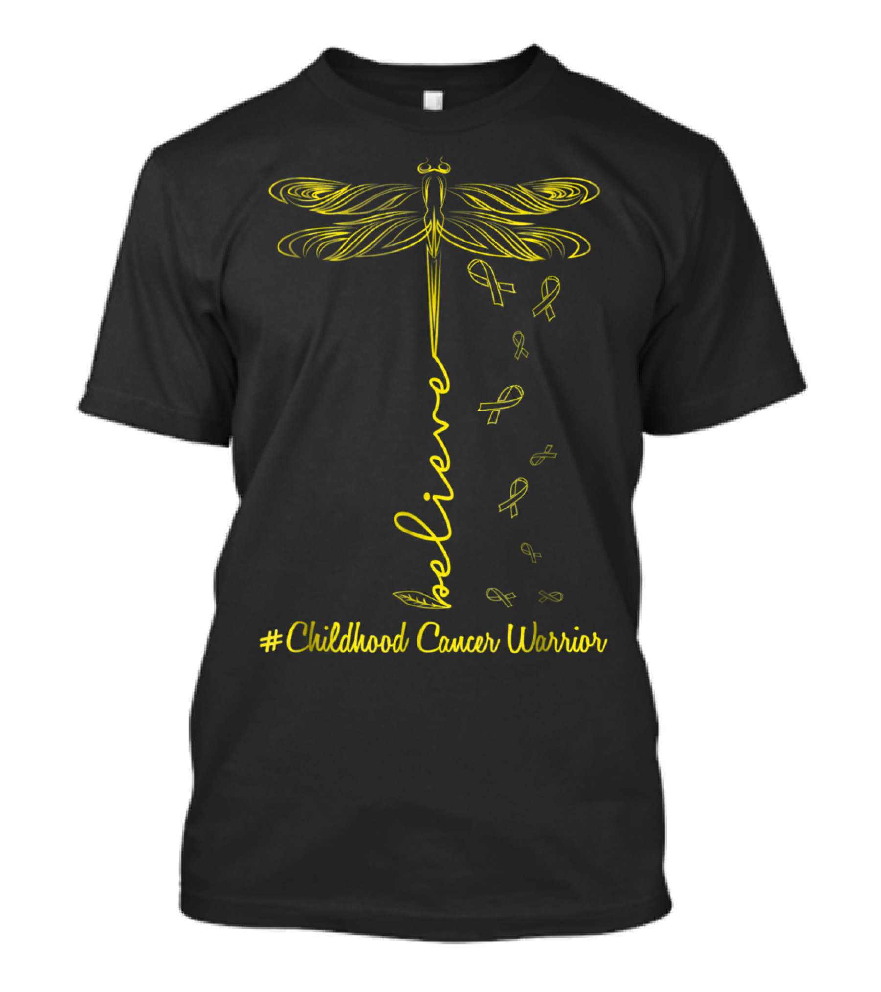 Believe Dragonfly #Childhood Cancer Warrior Kid T-Shirt
