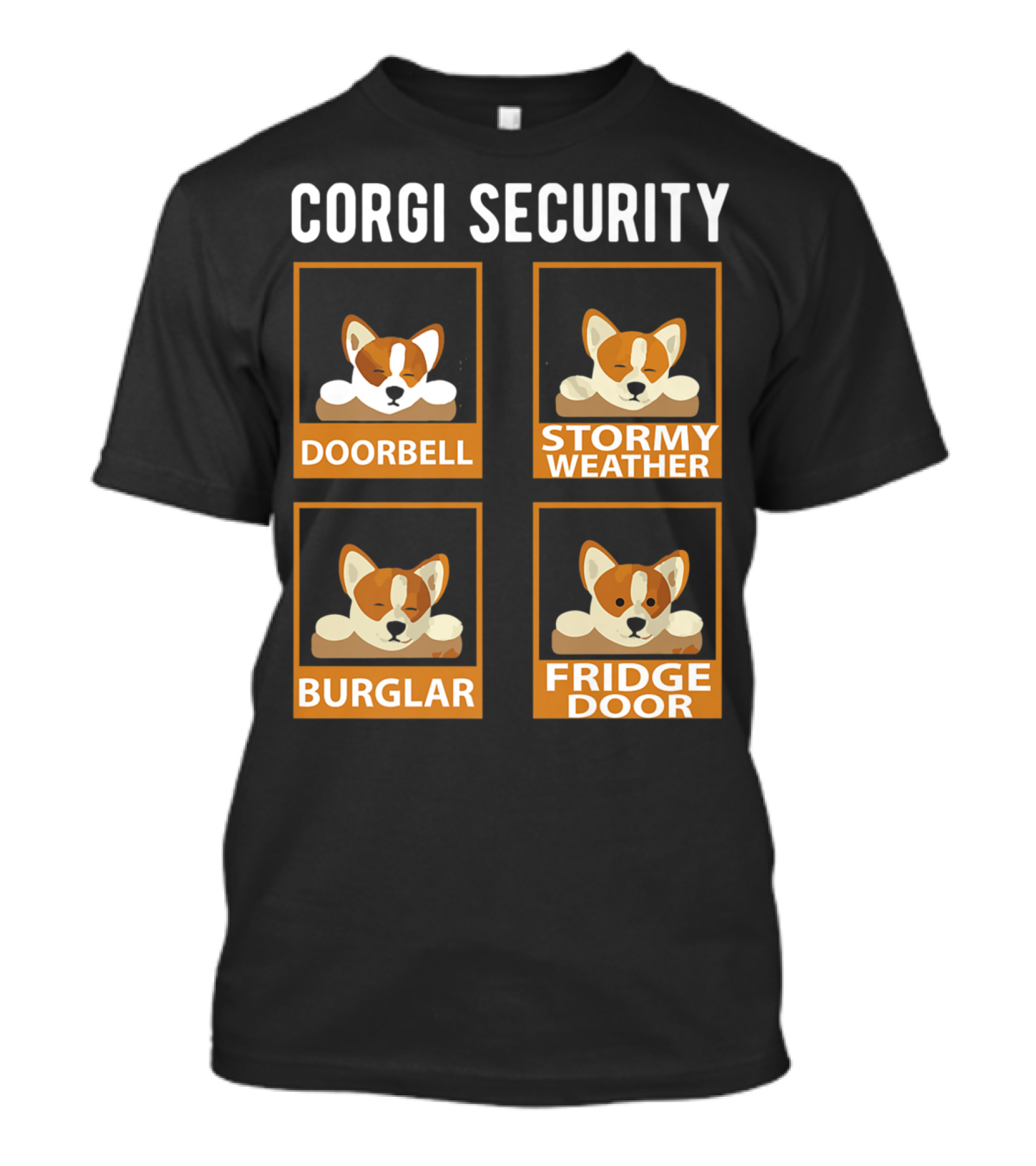 Corgi Security Doorbell Stormy Weather Burglar Fridge Door Pembroke Welsh Dog Mom Funny T-Shirt