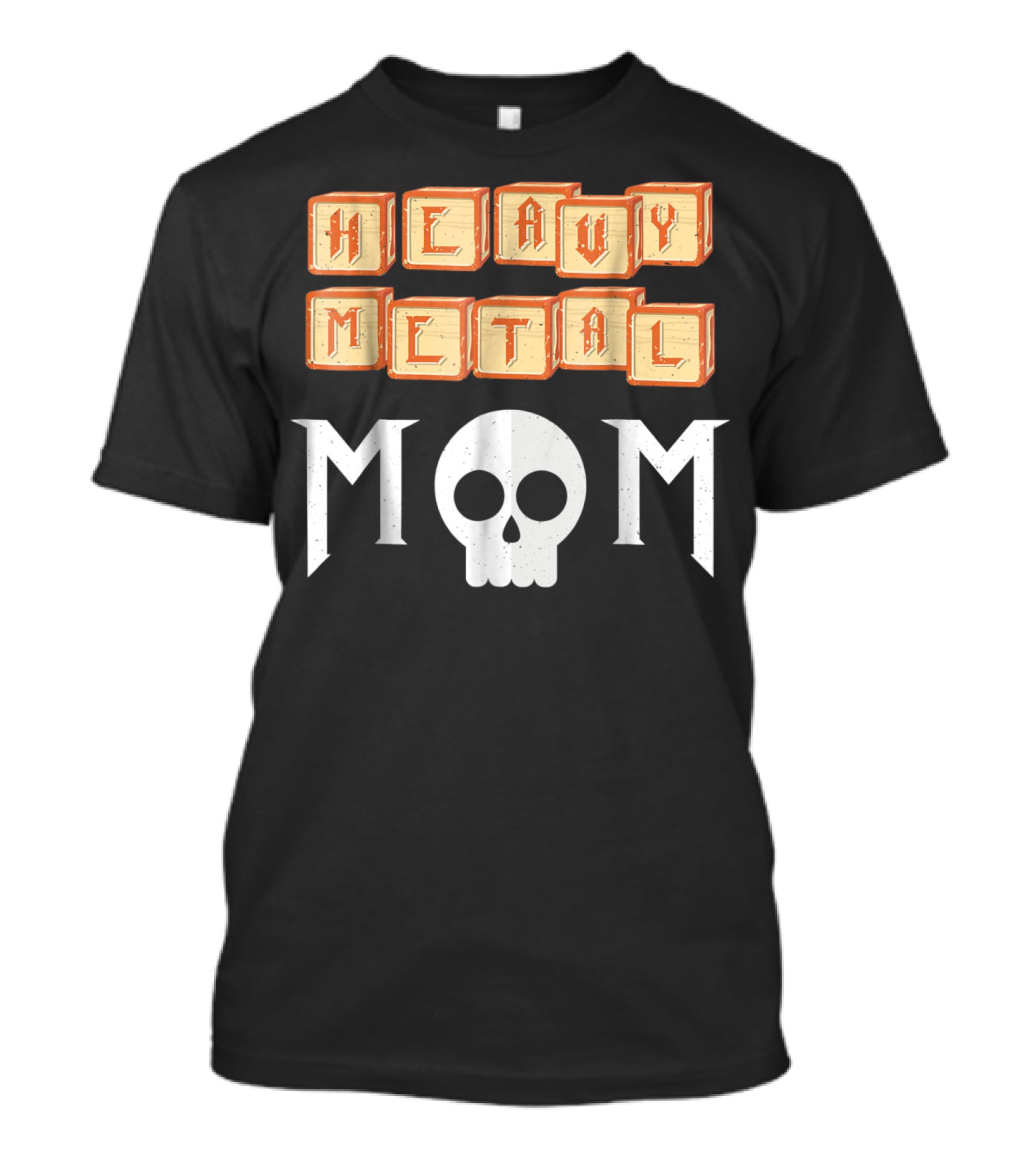 Heavy Metal Mom Skull Block Letters T-Shirt