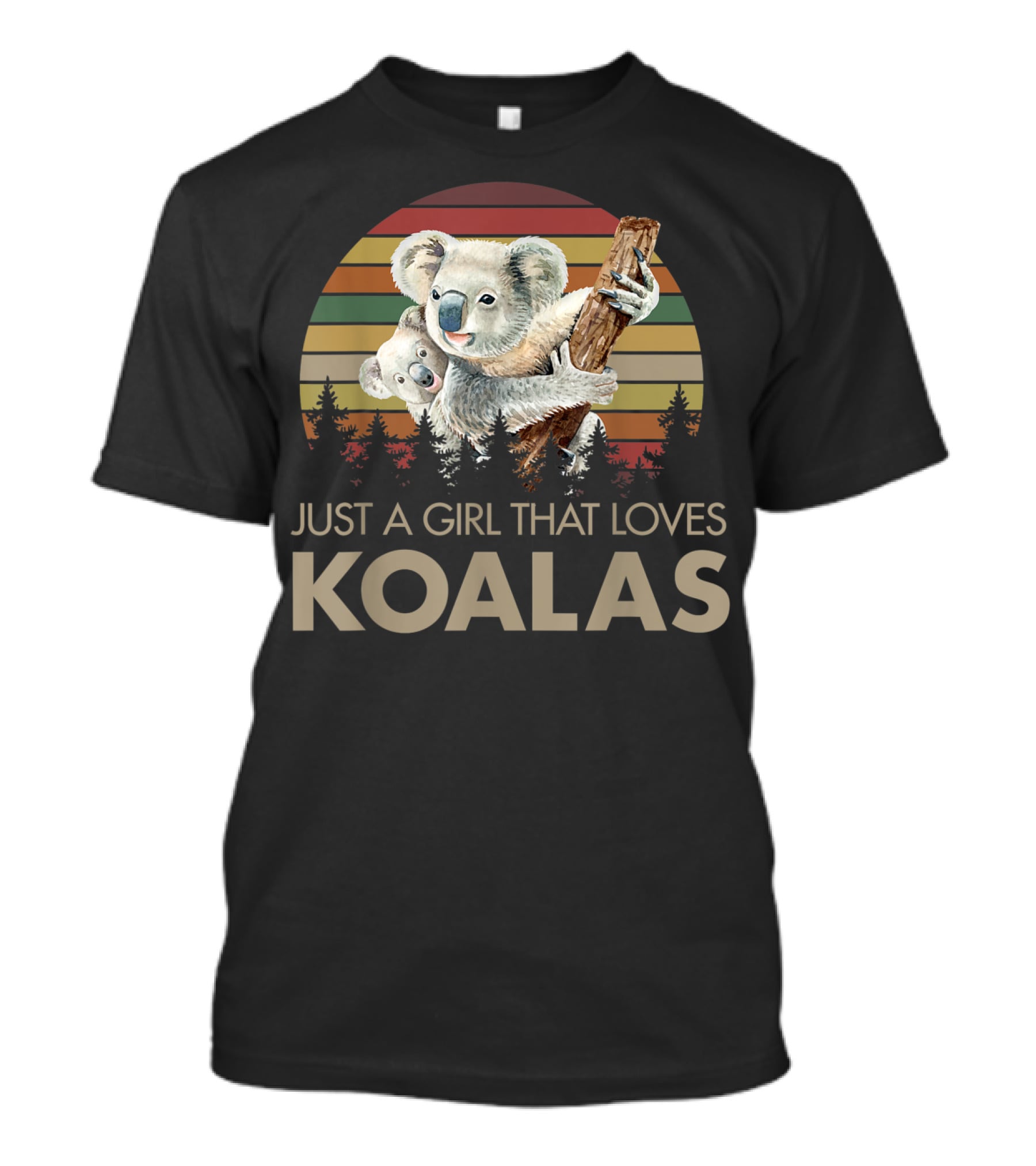 Just A Girl That Loves Koalas Retro Sunset Forest T-Shirt