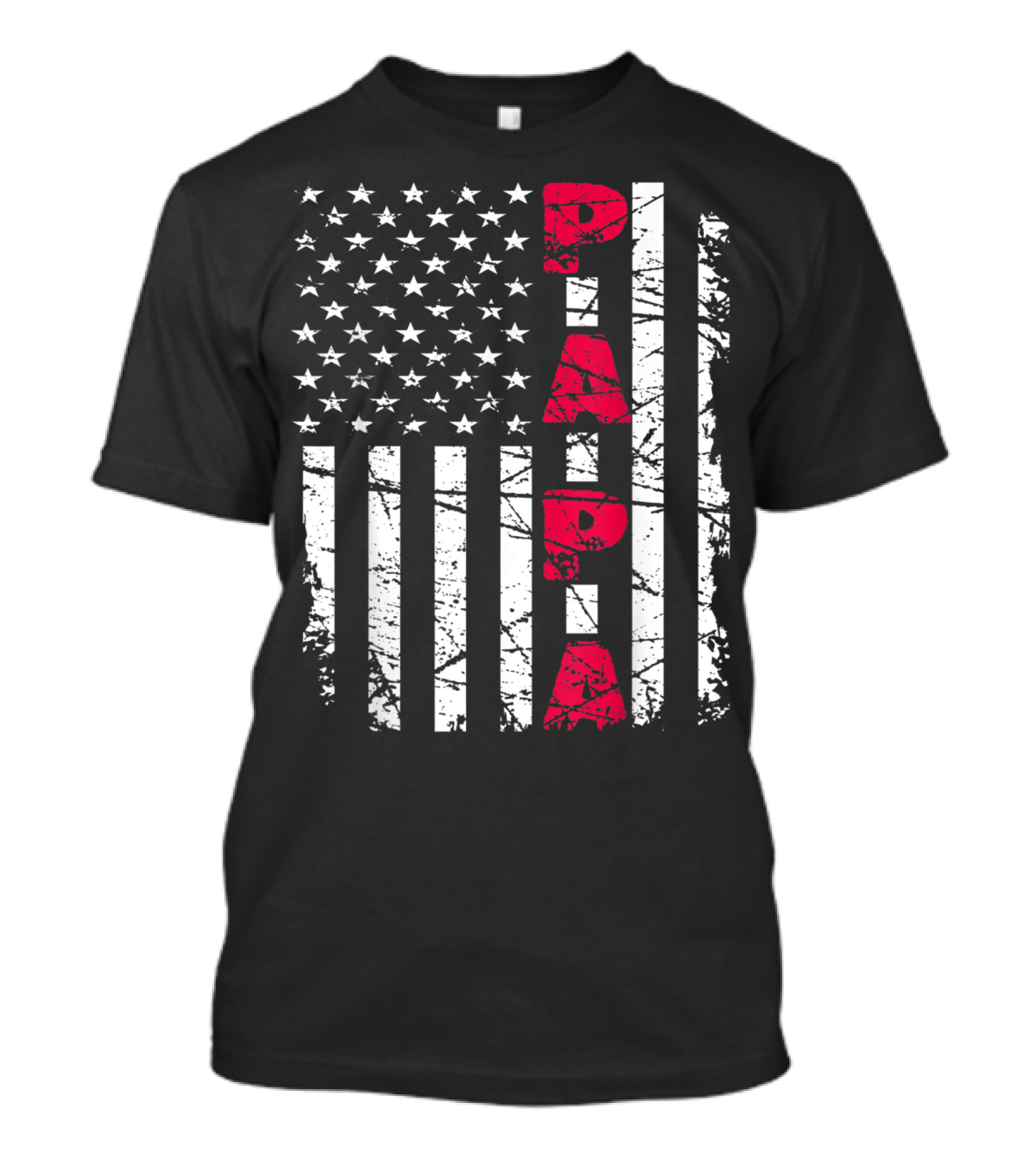 Mens Proud Papa American Flag Christmas Husban T-Shirt