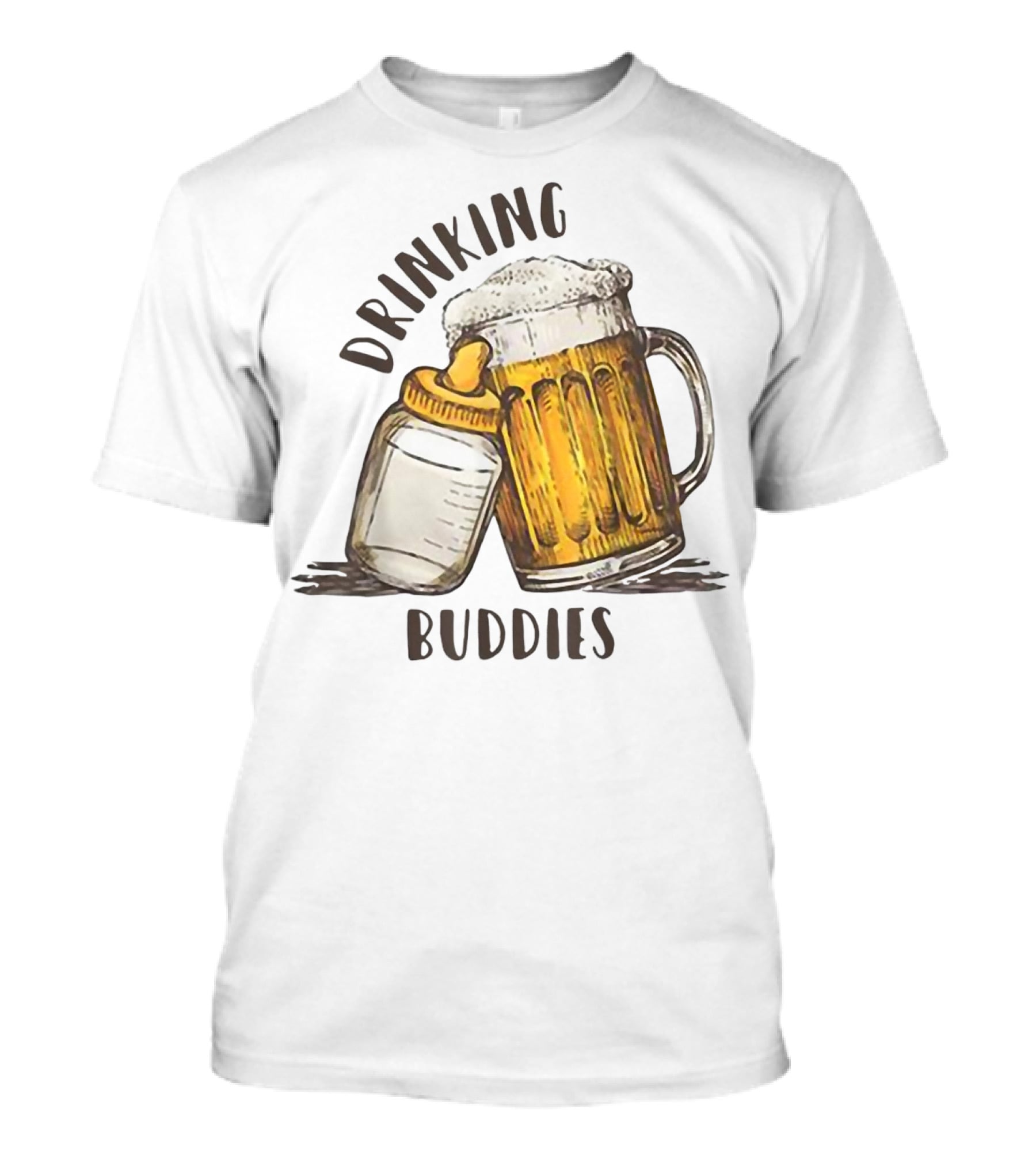 Drinking Buddies Dad And Baby Matching Beer Mug And Bottle T-Shirt