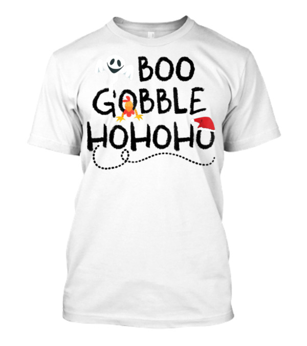 Ghost Boo Gobble Turkey HoHoHo Christmas Hat T-Shirt