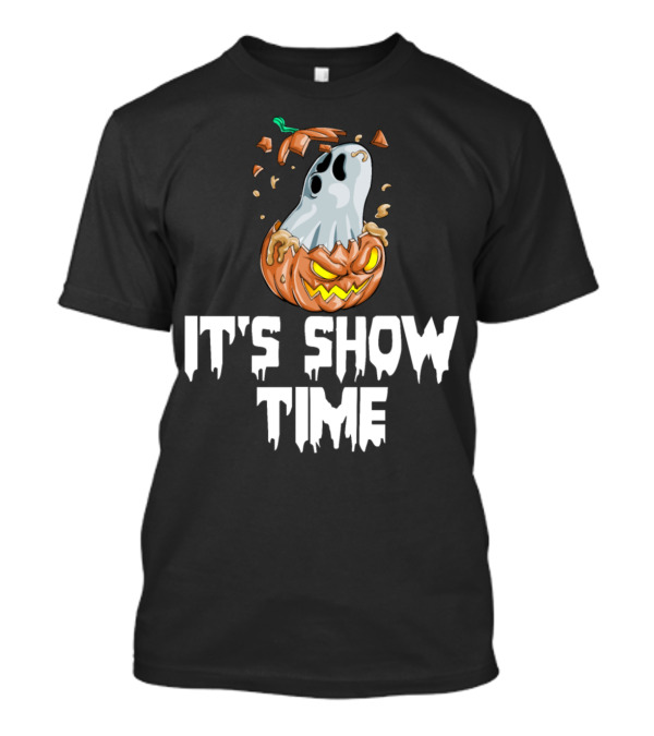 Ghost Emerging From Pumpkin It's Show Time T-Shirt
