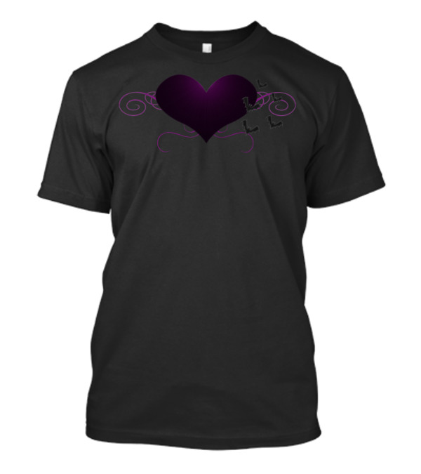 Gothik Heart Purple Gothic Halloween Bats Swirls T-Shirt