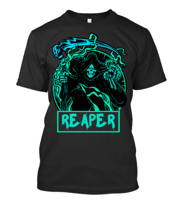 Reaper Neon Skull Scythe Hooded Figure T-Shirt