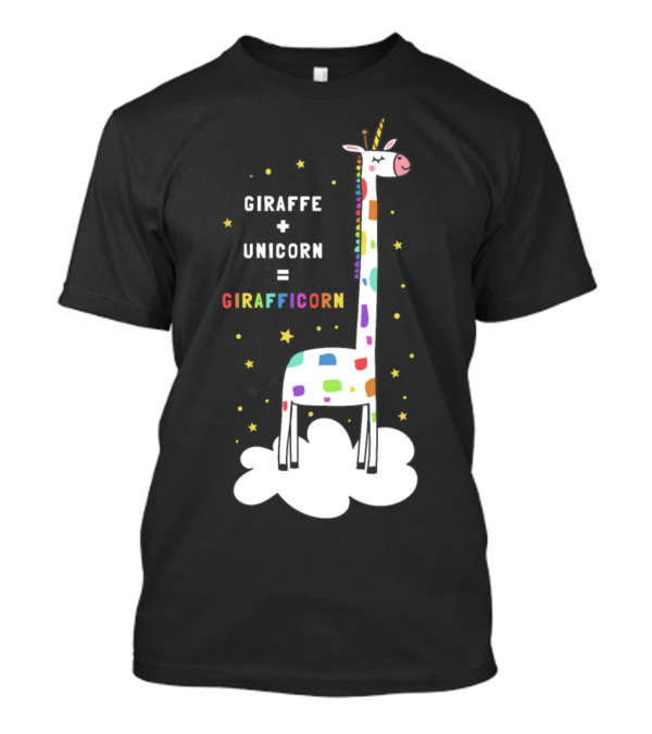 Giraffe + Unicorn = Girafficorn Rainbow Dotted Fantasy Starry Night T-Shirt