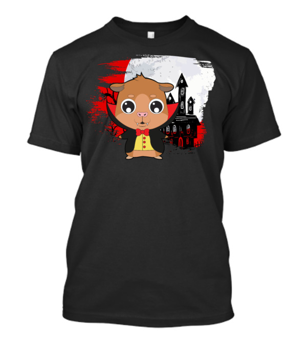 Halloween Hamster Vampire Haunted House Scene T-Shirt