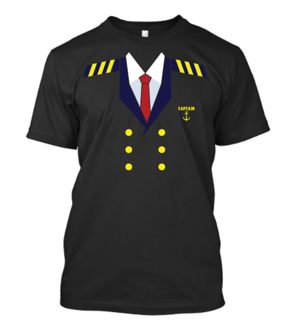 Captain Uniform Tie Anchor Badge Halloween Boat Captain T-Shirt