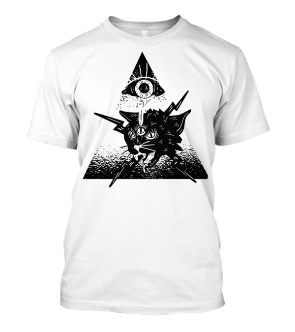 Halloween Cateye Occult Triangle Three Eyes Black Cat T-Shirt