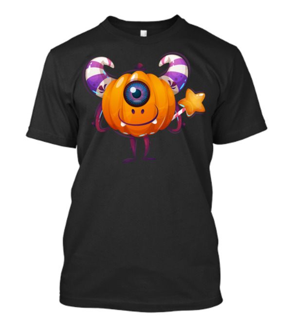 Halloween Gourd Pumpkin Fun Monster With Candy Horns And Star Wand T-Shirt