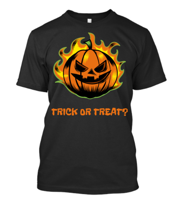 Halloween Pumpkin Trick Or Treat Fiery Face T-Shirt