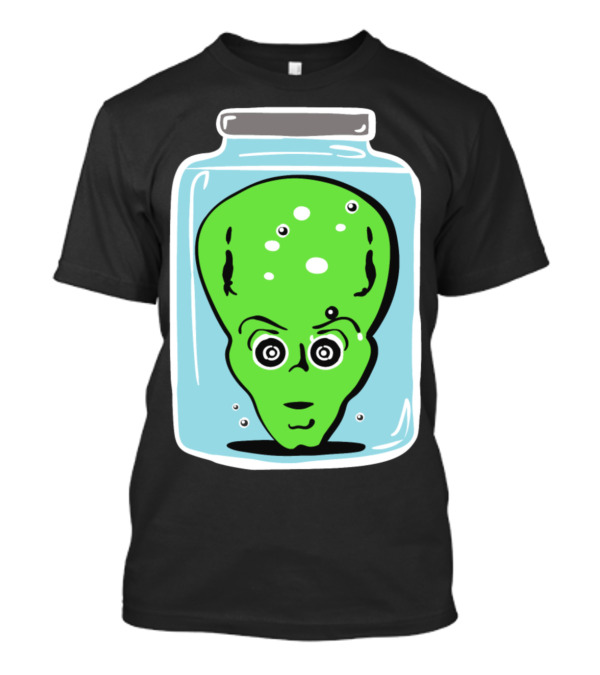 Halloween Alien Head In A Jar Creepy Green Face T-Shirt
