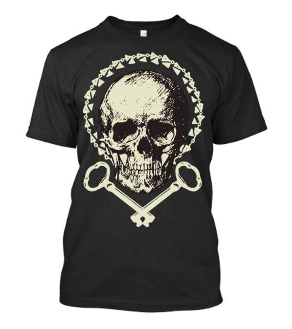 Halloween Skull With Crossed Keys And Spiked Halo T-Shirt