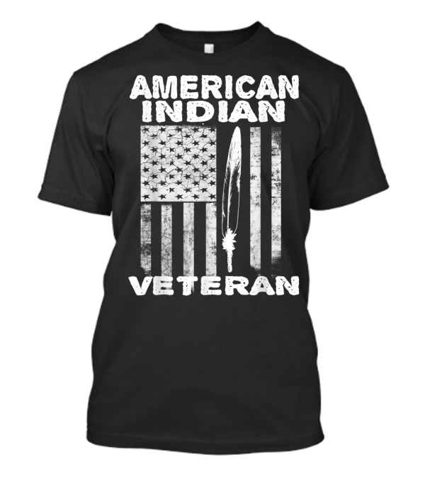 American Indian Veteran Feather Flag T-Shirt