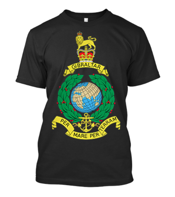 Royal Marines Corps UK Military Veteran Gibraltar Per Mare Per Terram T-Shirt