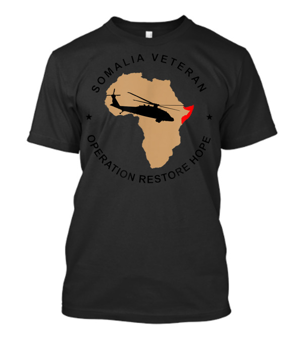 Somalia Veteran Operation Restore Hope Africa Map Helicopter T-Shirt