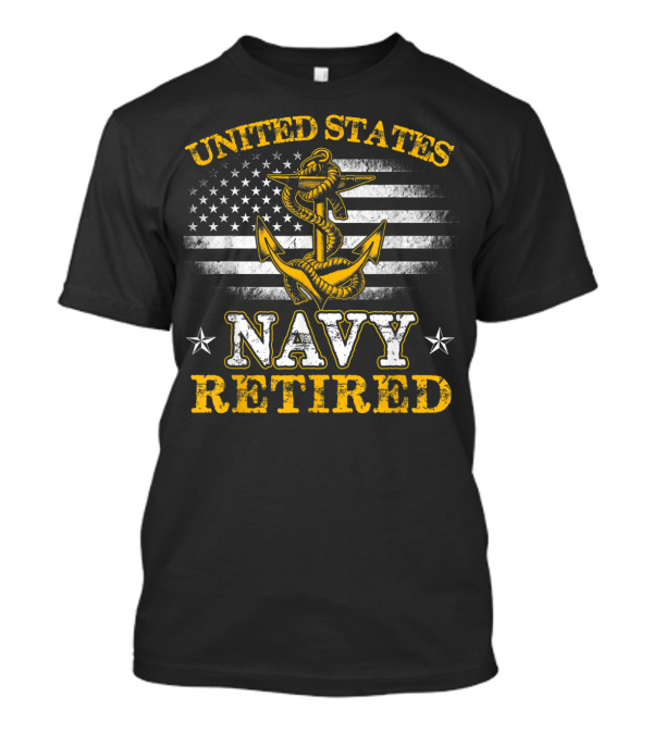 United States Navy Retired Anchor American Flag Faded Grunge T-Shirt
