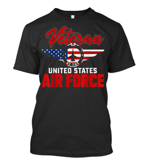 Veteran Of The United States Air Force With American Flag And Jet T-Shirt