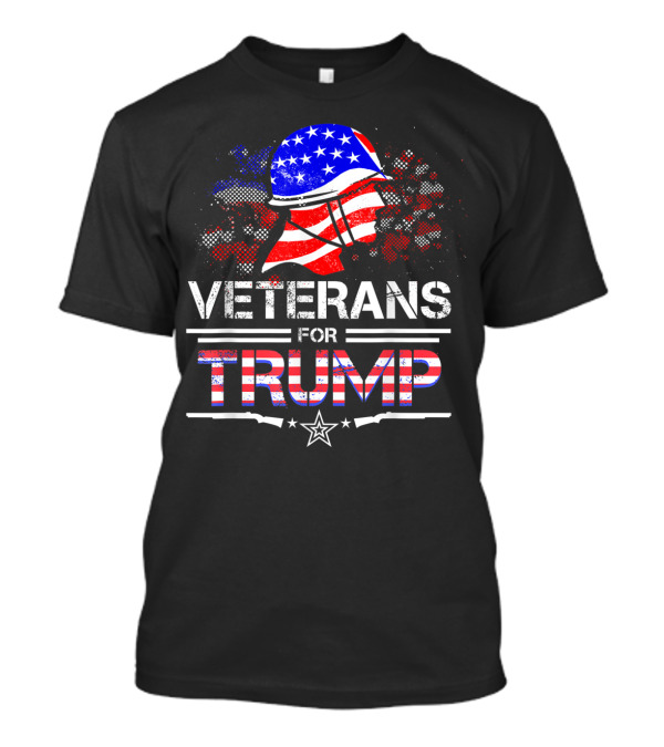 Veterans For Trump Patriotic American Flag Helmet Stars Stripes T-Shirt