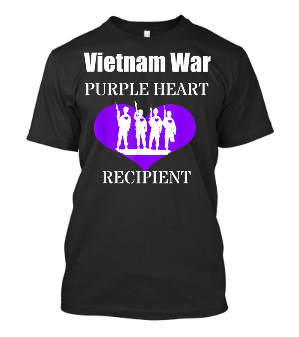 Vietnam War Purple Heart Recipient Silhouette Veterans Heart T-Shirt