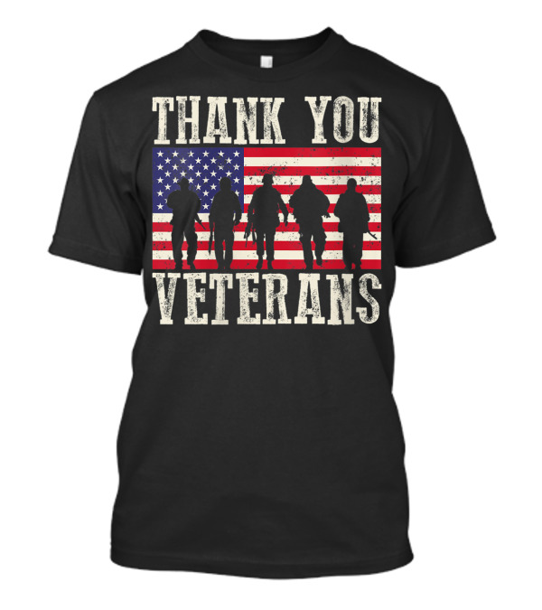 Thank You Veterans American Flag Soldiers T-Shirt