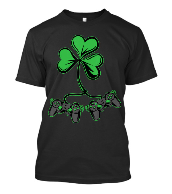 Boys Gaming St Patricks Day Video Game Shamrock Controllers T-Shirt