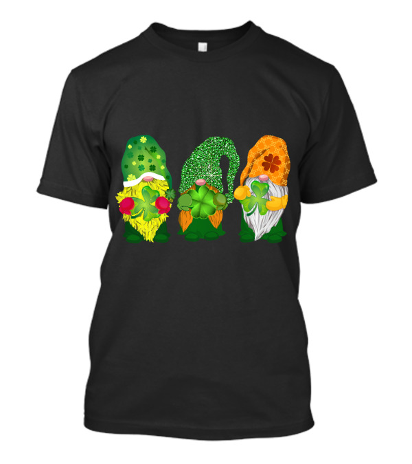 Cute Gnomes St Patrick's Day Shamrock Trio T-Shirt