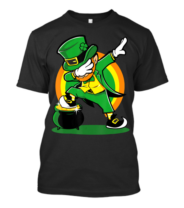 Dabbing Leprechaun Boy With Pot Of Gold And Shamrock Hat T-Shirt