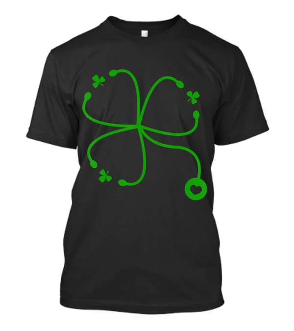 Funny Nurse Patrick's Day Shamrock Stethoscope Heart Shaped Accents T-Shirt