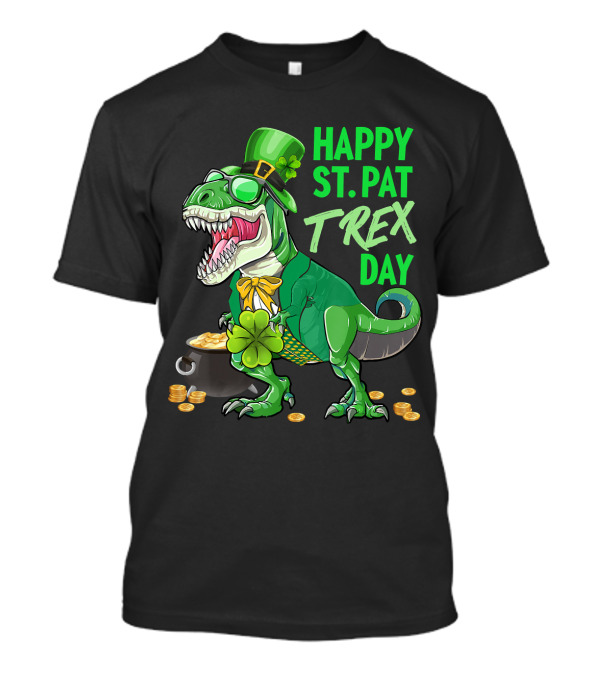 Happy St. Pat Trex Day Dinosaur St. Patricks Hat Coins Shamrock T-Shirt