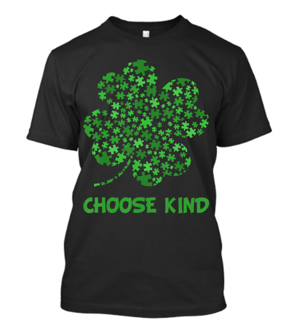 Choose Kind Irish Shamrock Autism Puzzle Pieces T-Shirt